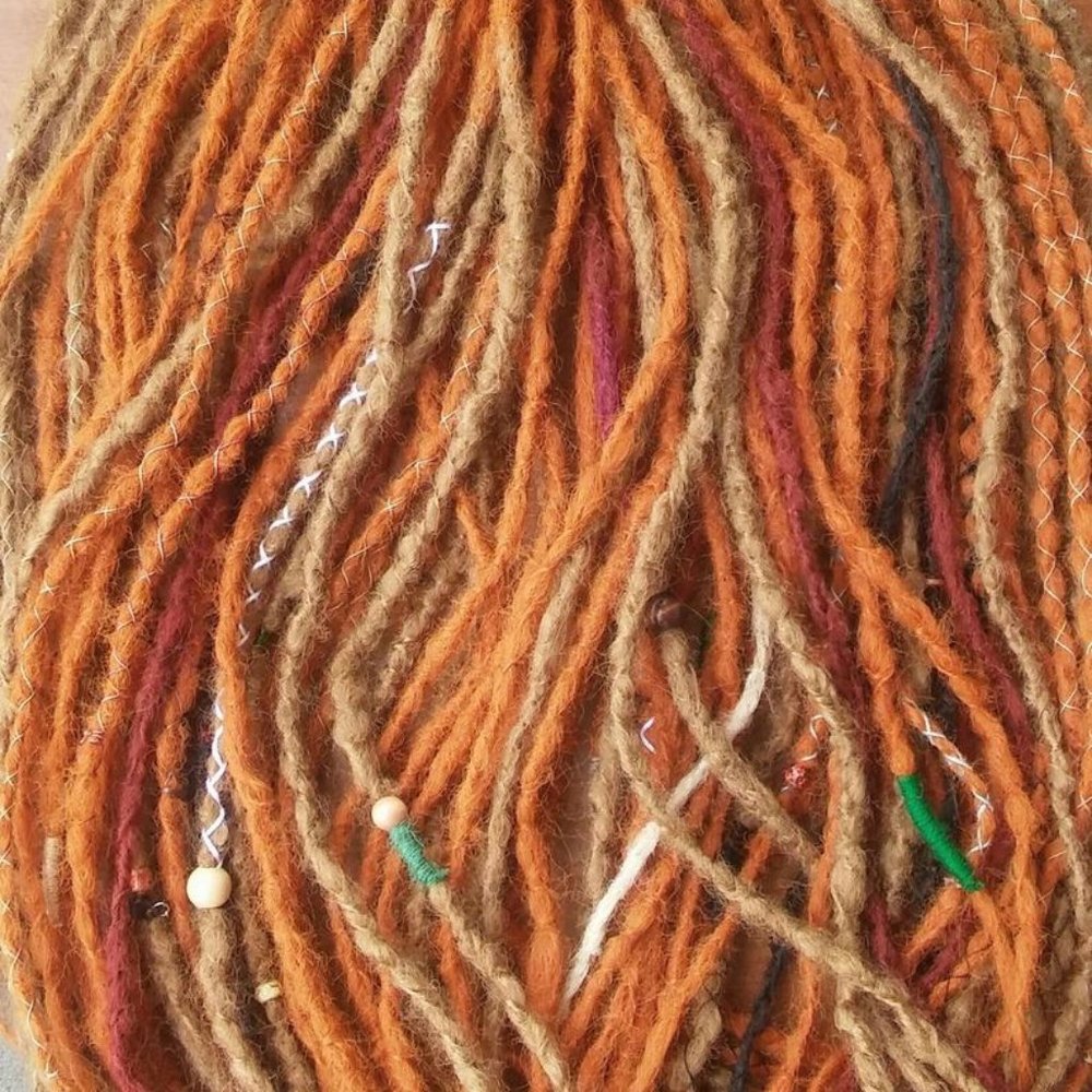 Set of long Ginger dreadlock extensions
